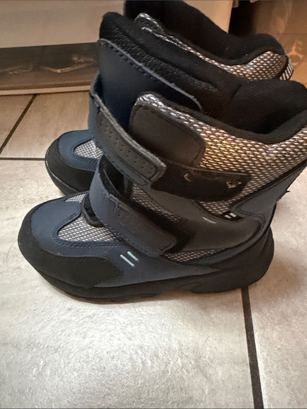 Bass Boys Navy and Black Double-Strap Winter Boots